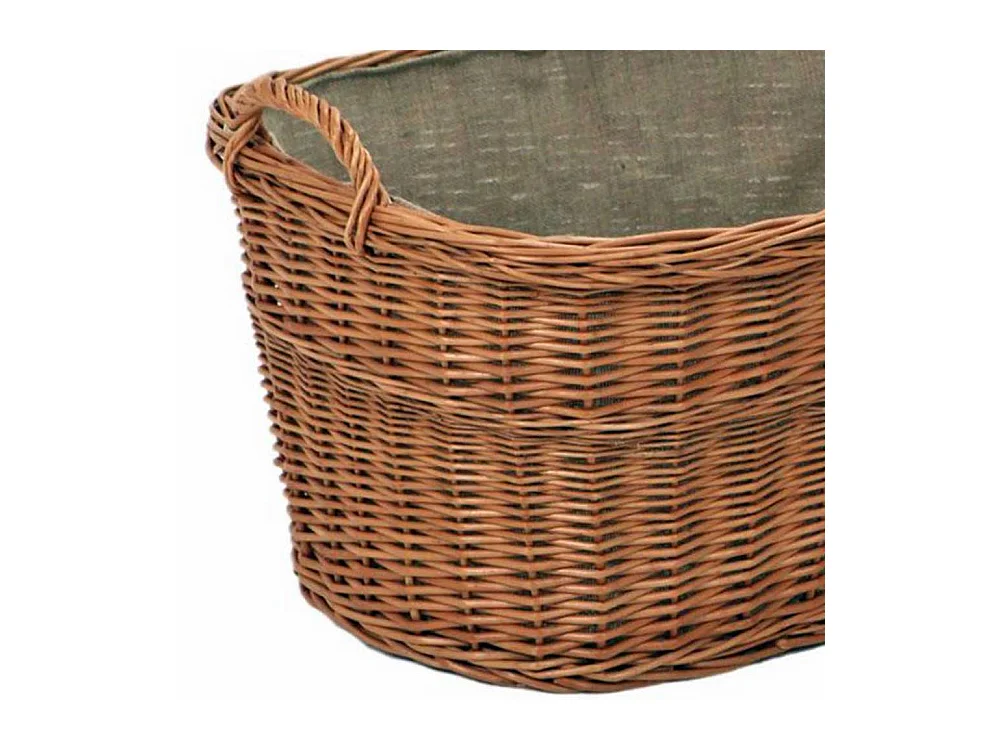 Panier à bois de chauffage en osier avec doublure intérieure en jute