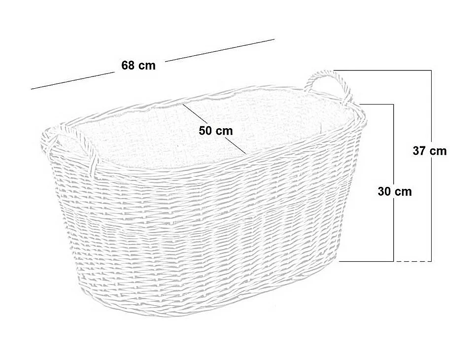 Panier à bois de chauffage en osier avec doublure intérieure en jute