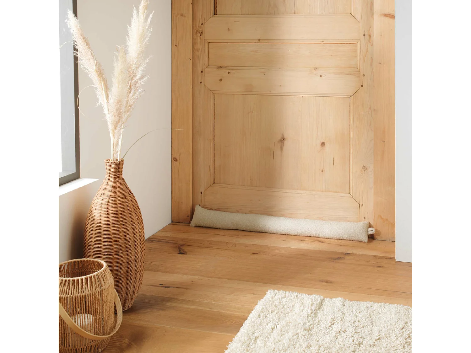 Boudin Bas de Porte Bouclette "Wooly" 80cm Naturel