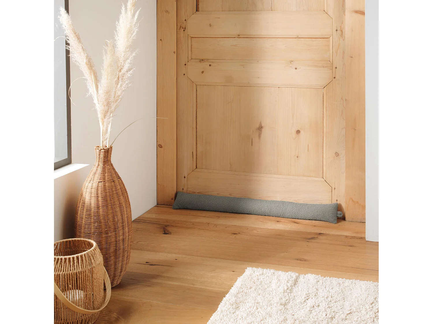 Boudin Bas de Porte Bouclette "Wooly" 80cm Gris