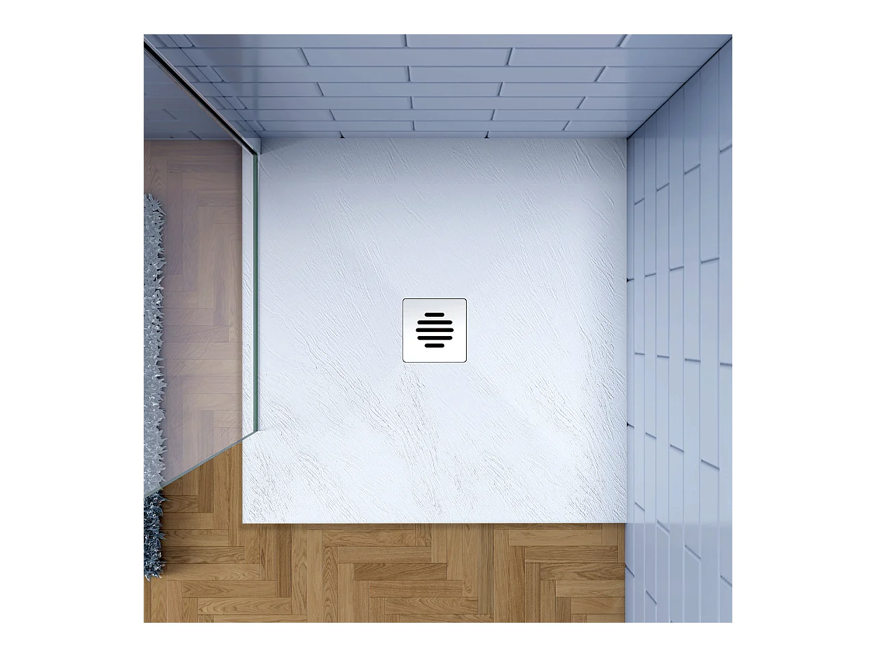 Piatto Doccia Bianco 70x70cm di Spessore da 3 cm in Pietra Artificiale e Mesina Mista Effetto Ardesia Ruvido Piletta e Tubo inclusi