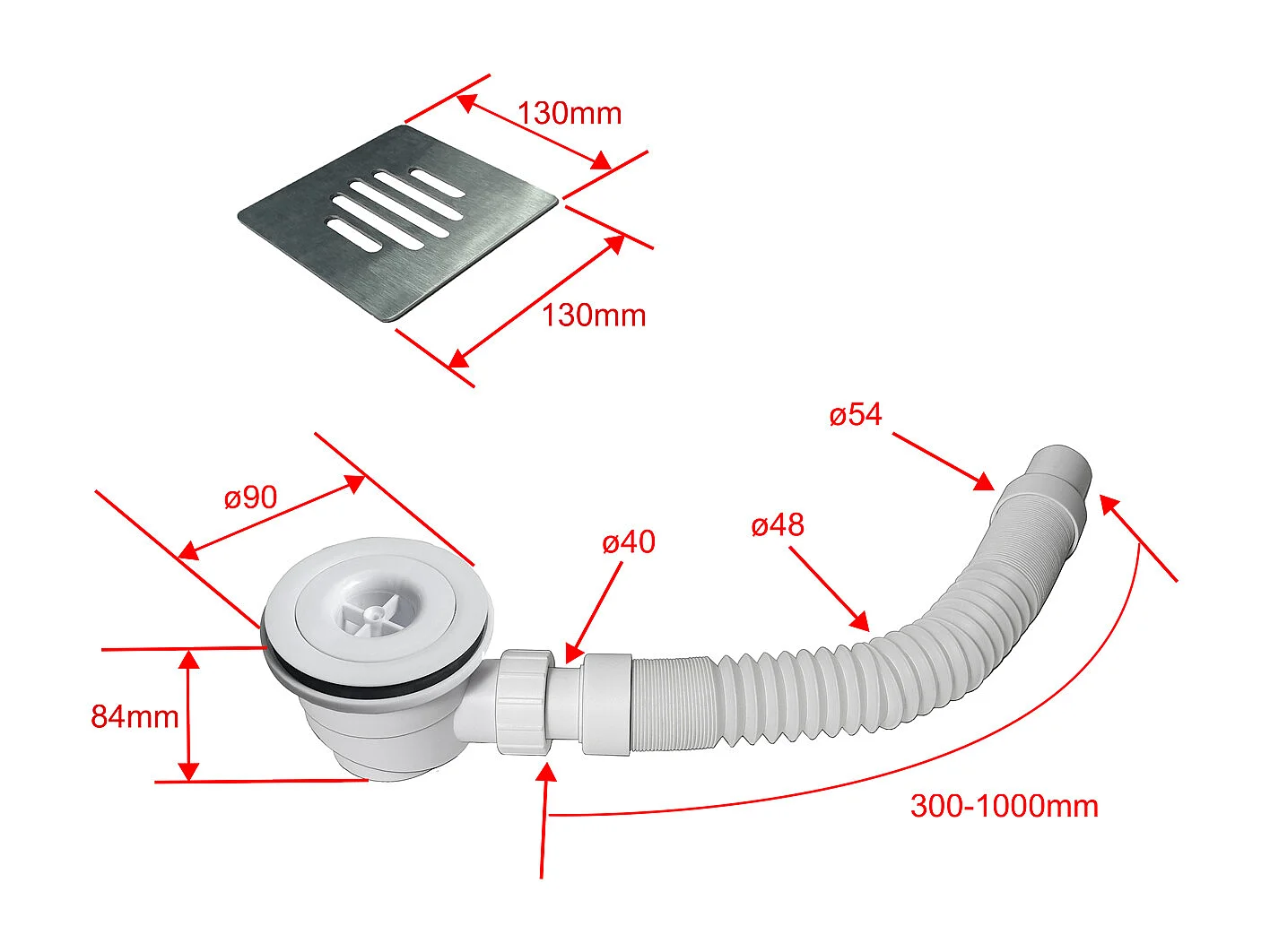 Piatto Doccia Bianco 90x120cm Di Spessore Da 3 Cm In Resina E Marmo Mista Effetto Ardesia Ruvido Piletta E Tubo Inclusi