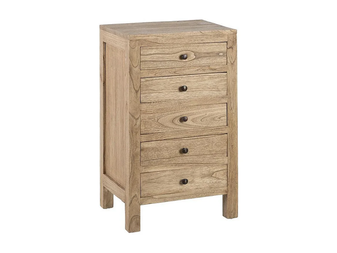 Table de chevet Haute 5 tiroirs Bois Naturel - MARGUERIT