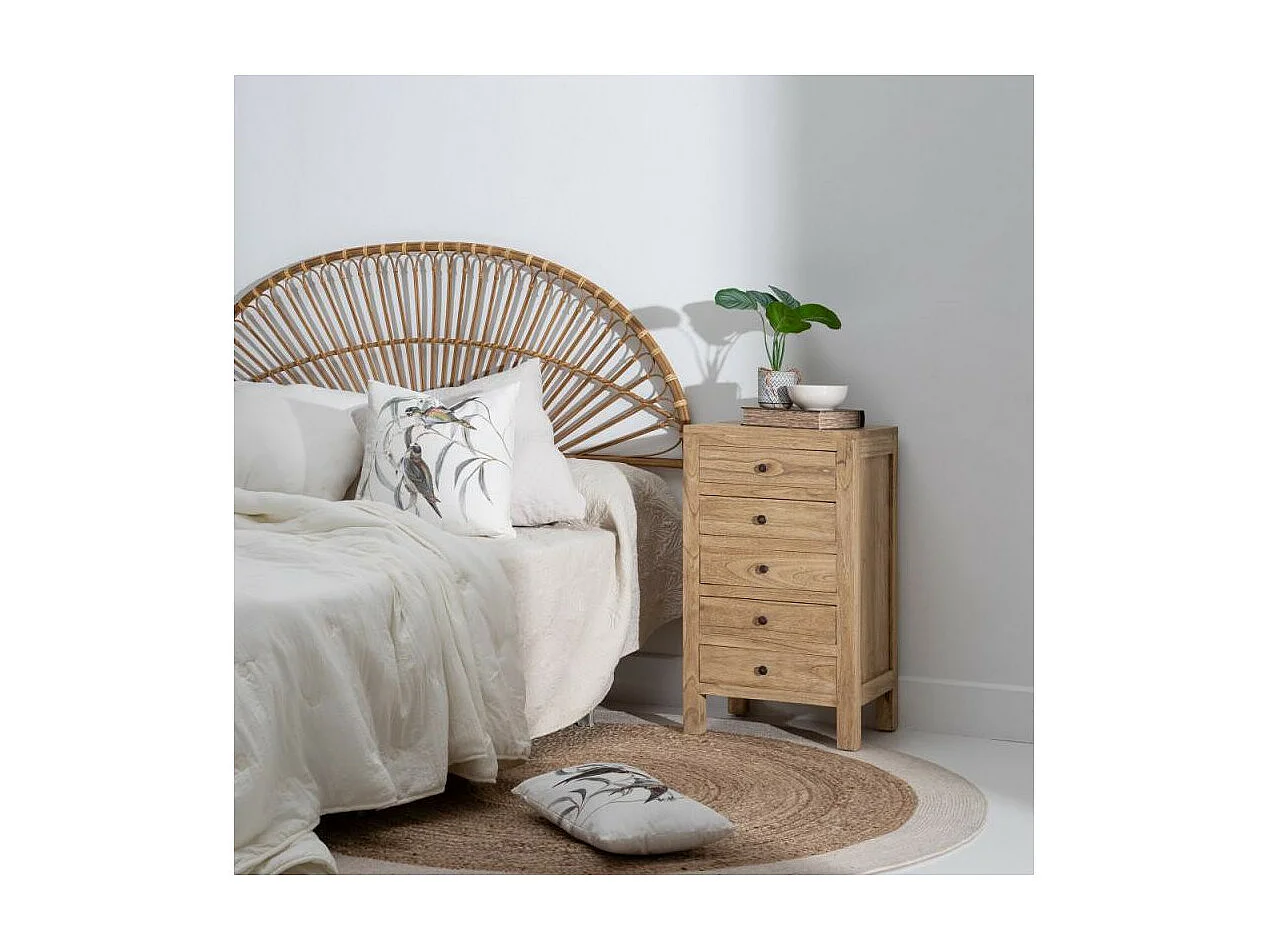 Table de chevet Haute 5 tiroirs Bois Naturel - MARGUERIT