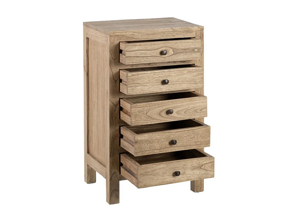 Table de chevet Haute 5 tiroirs Bois Naturel - MARGUERIT