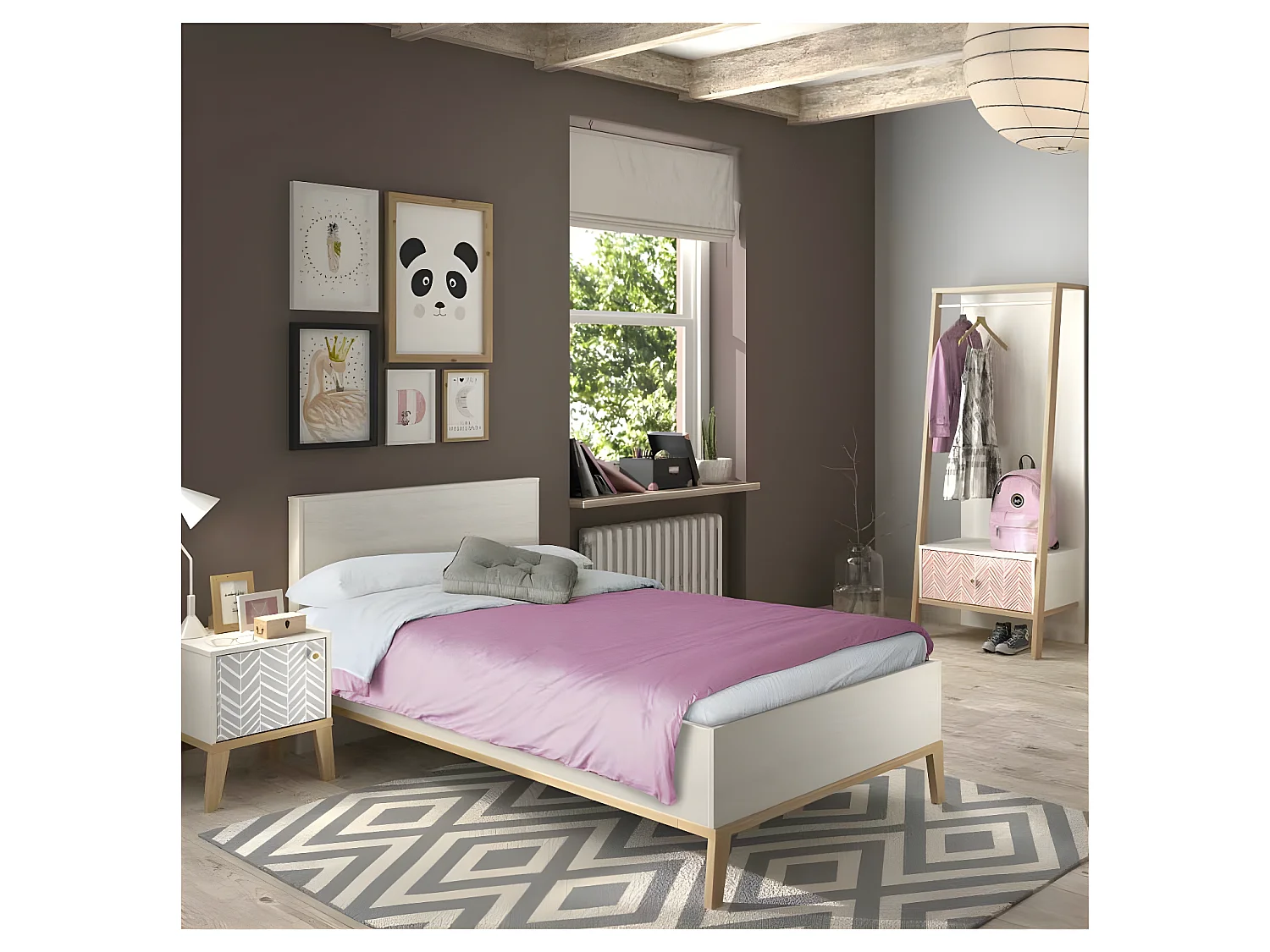 Table de chevet 1 porte Bois blanchi - SOLVEIG