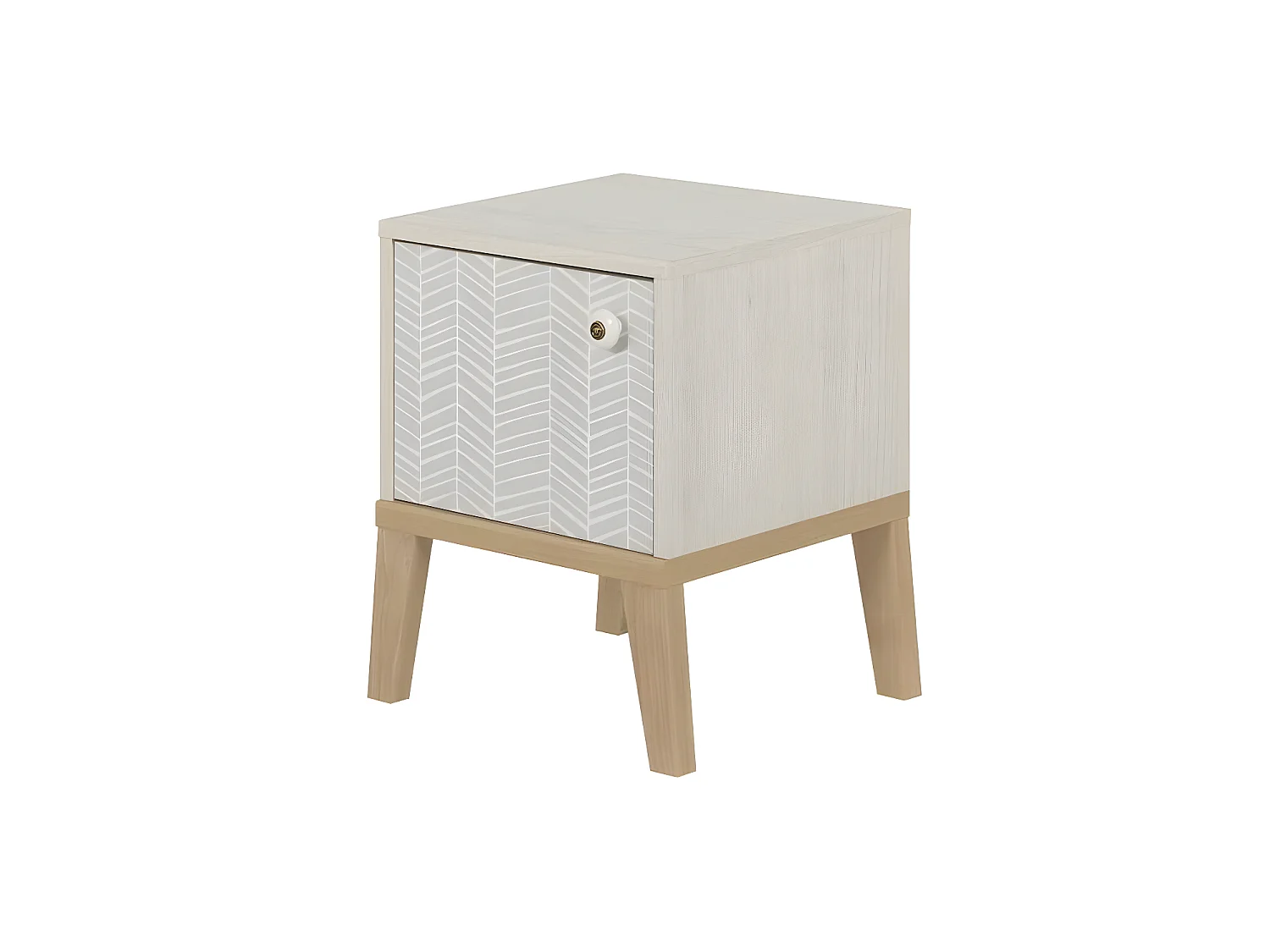 Table de chevet 1 porte Bois blanchi - SOLVEIG