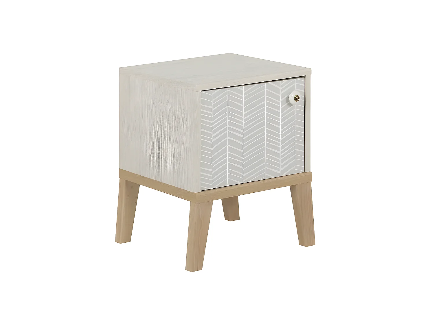 Table de chevet 1 porte Bois blanchi - SOLVEIG