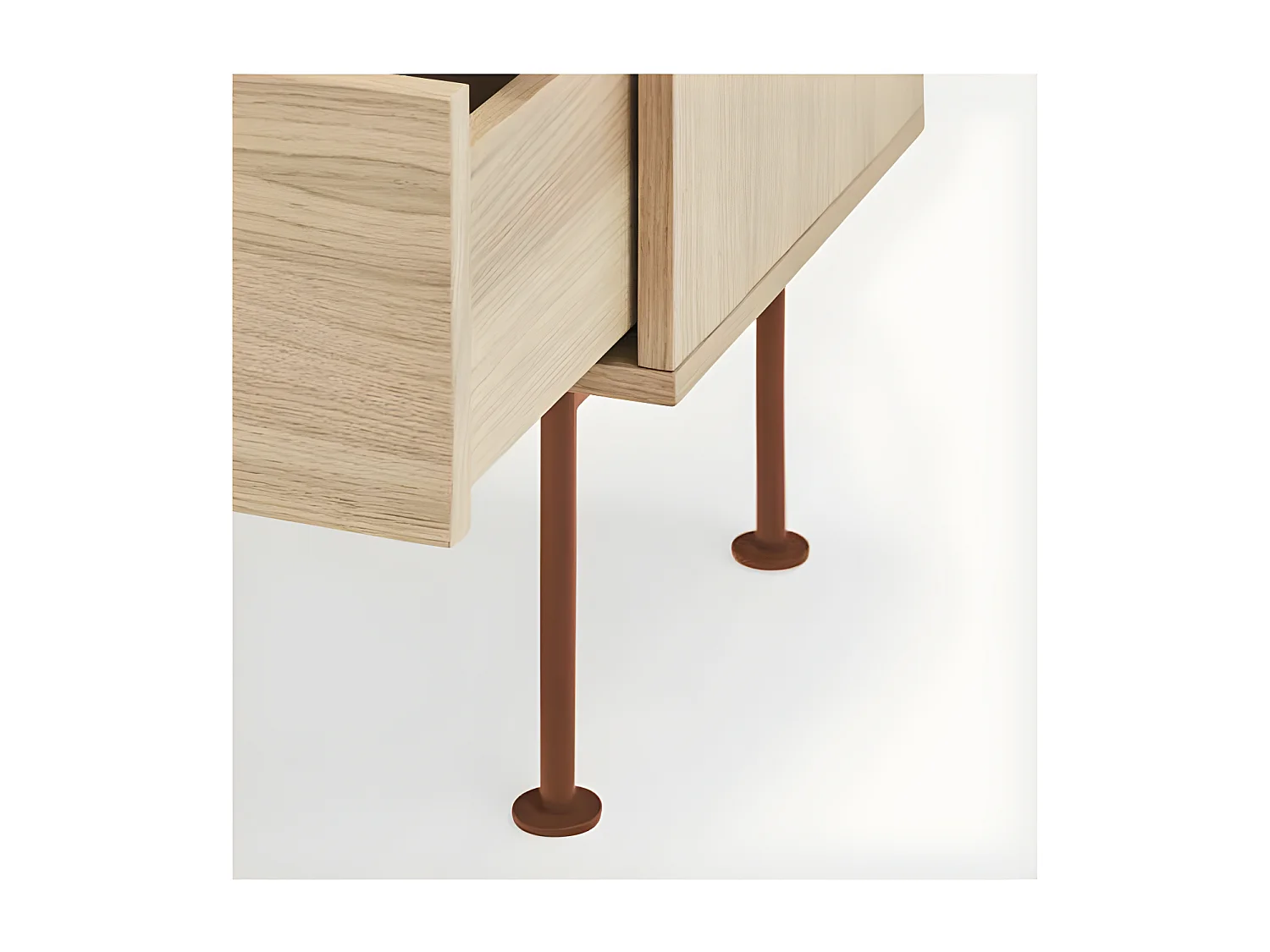 Table de chevet 2 tiroirs Chêne clair / Brique - TEULAT YOKO