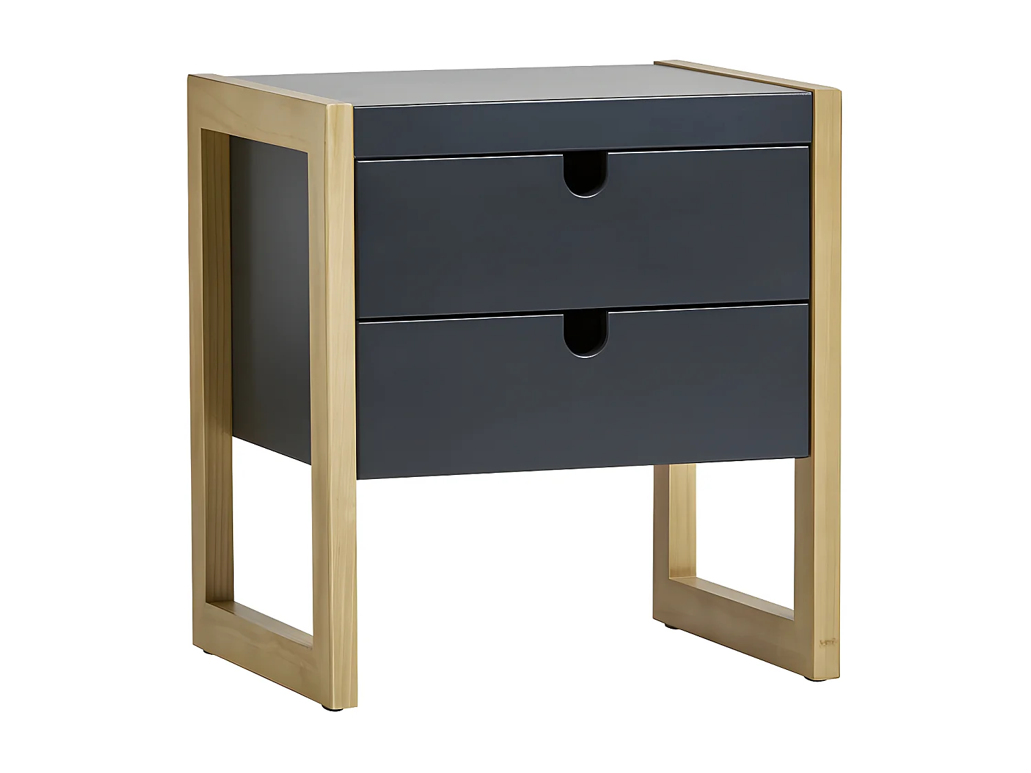 Table de chevet 2 tiroirs Gris/Chêne - ODILE