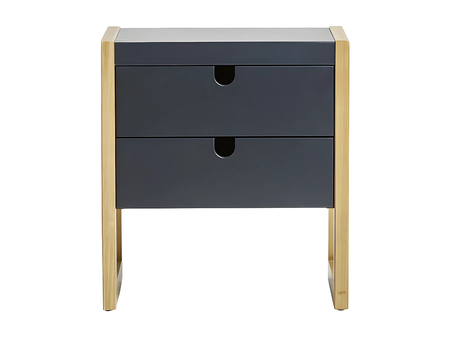 Table de chevet 2 tiroirs Gris/Chêne - ODILE