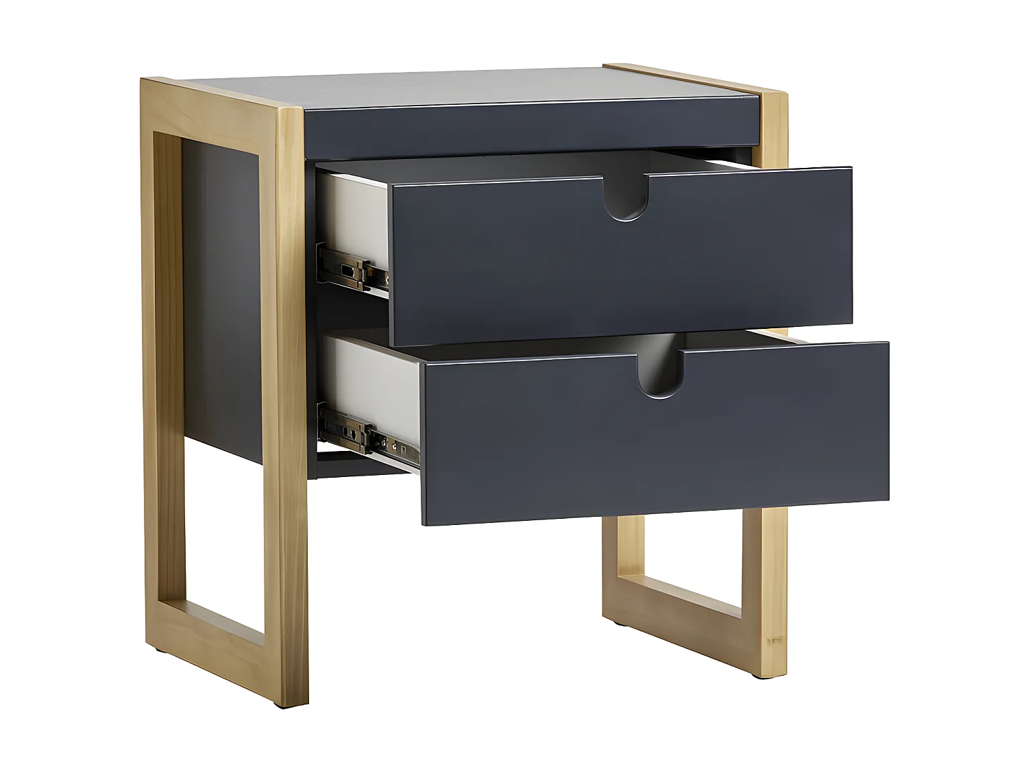 Table de chevet 2 tiroirs Gris/Chêne - ODILE