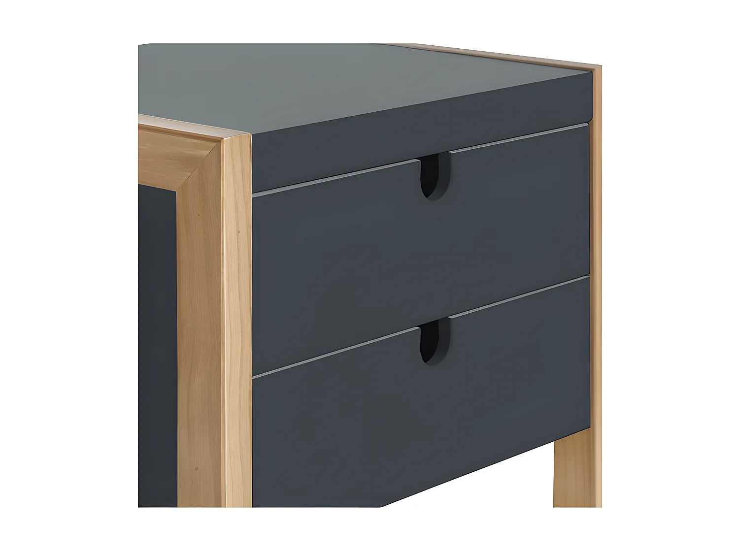 Table de chevet 2 tiroirs Gris/Chêne - ODILE