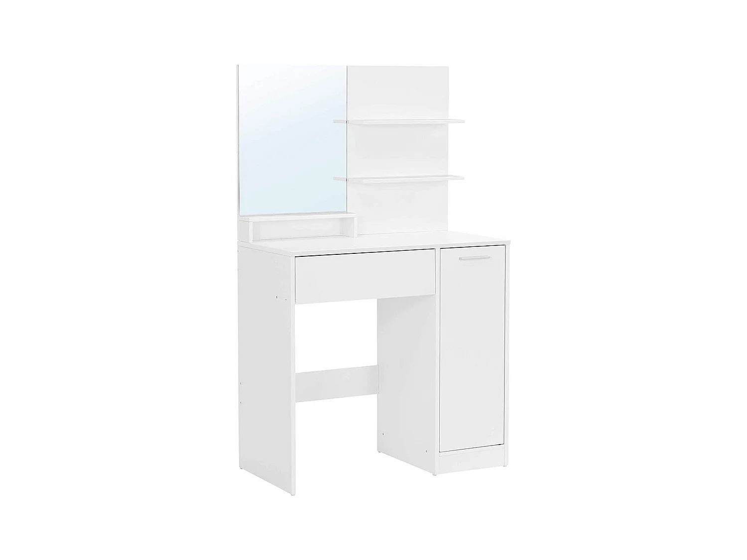 Kaptafel met spiegel, 1 lade, 2 planken en opbergkast - L80 x H132 cm
