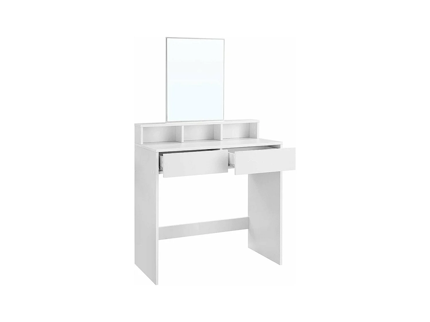 Coiffeuse blanche avec 1 miroir et 2 tiroirs - L80 x H140 cm