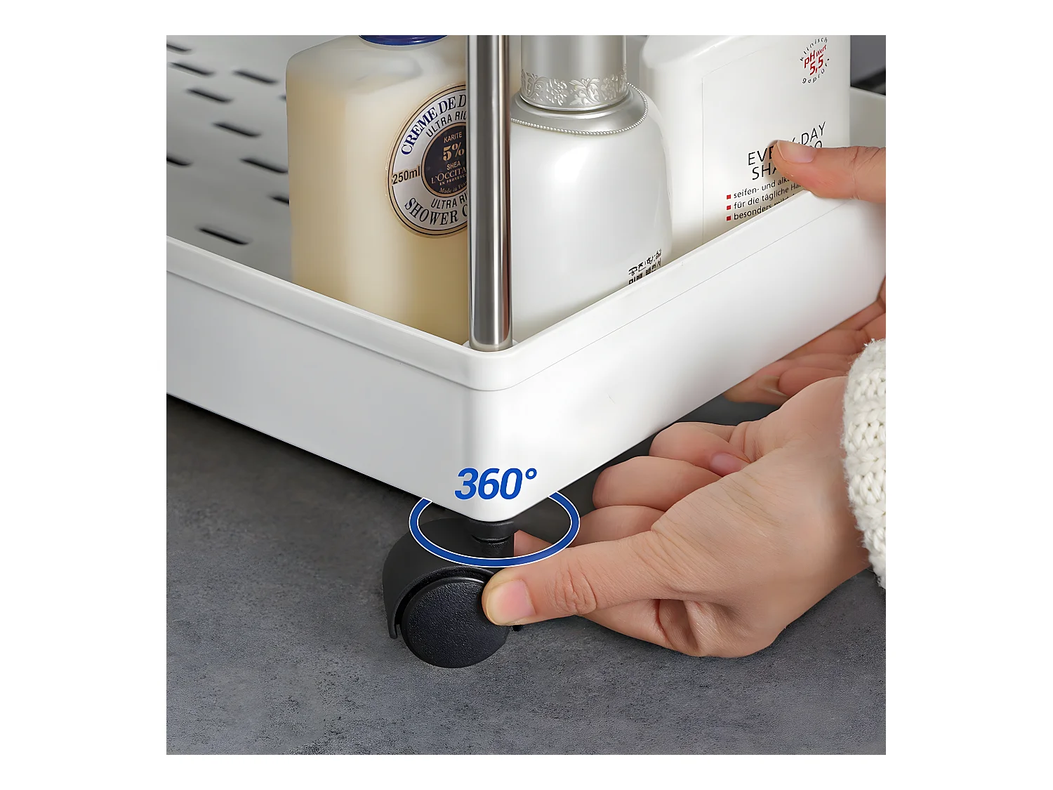 Serveerwagen op wielen 4 niveaus wit - L40 x H86 cm