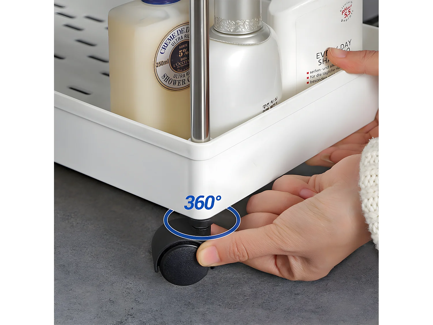 Desserte sur roulettes 4 niveaux blanche - L40 x H86 cm