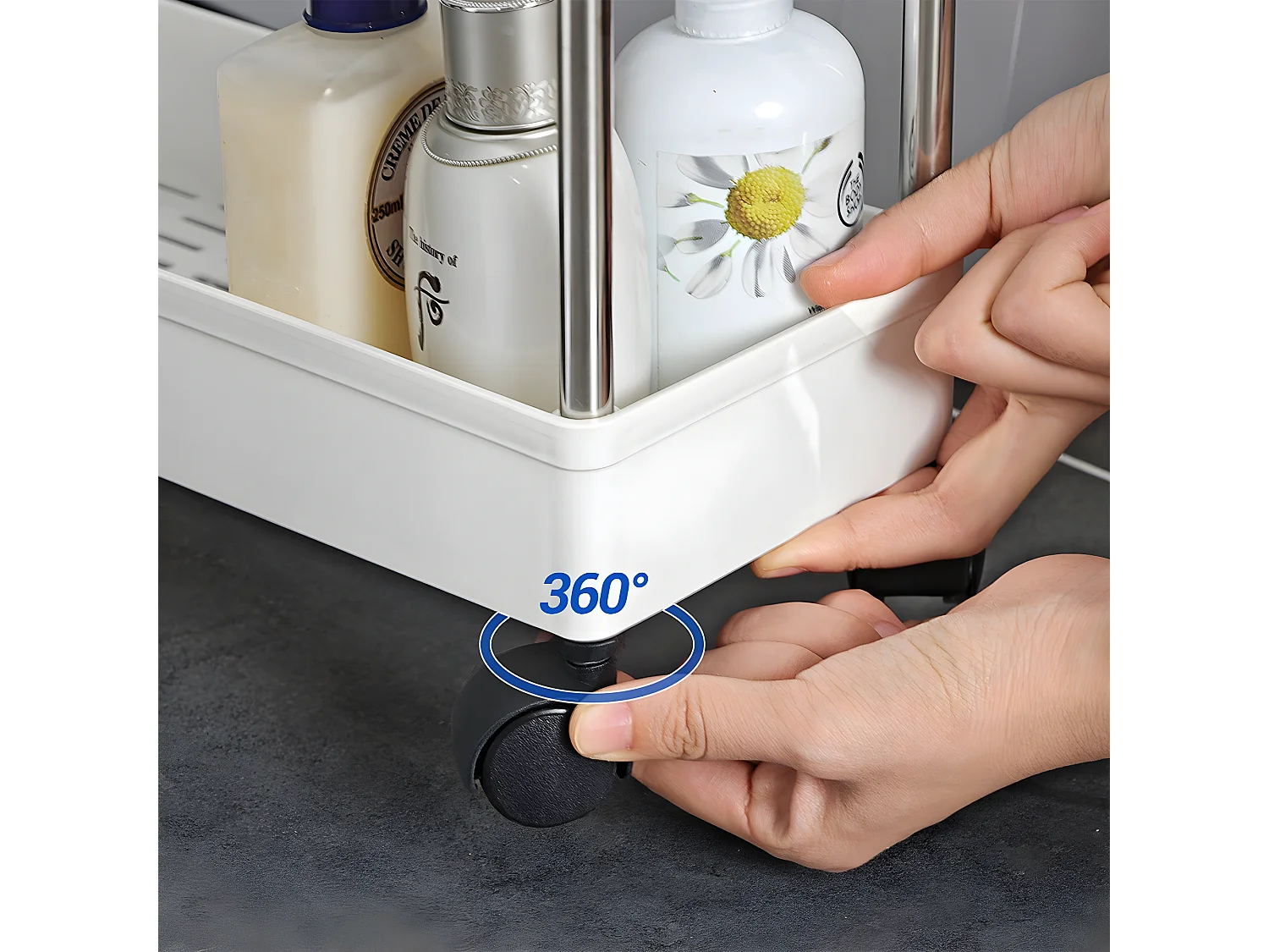 Desserte blanche sur roulettes à 4 niveaux - L12,5 x H86 cm