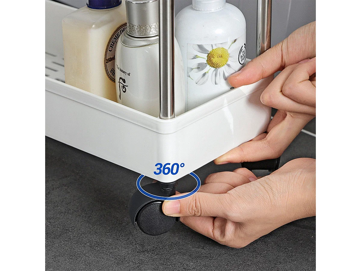 Desserte blanche sur roulettes à 4 niveaux - L12,5 x H86 cm