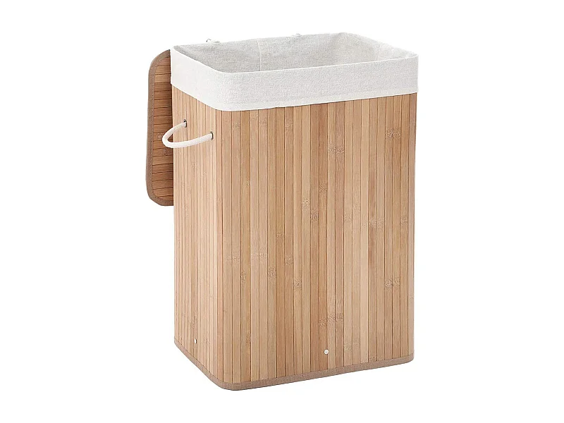 Faltbarer Wäschekorb aus Bambus mit 3 Griffen, 72L - L40 cm x H60 cm