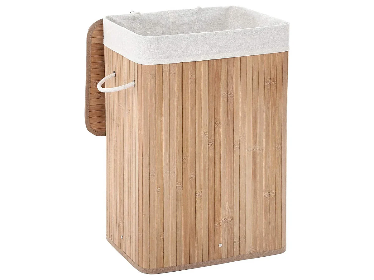 Składany kosz na pranie z bambusa z 3 uchwytami, 72 l - szer. 40 x wys. 60 cm