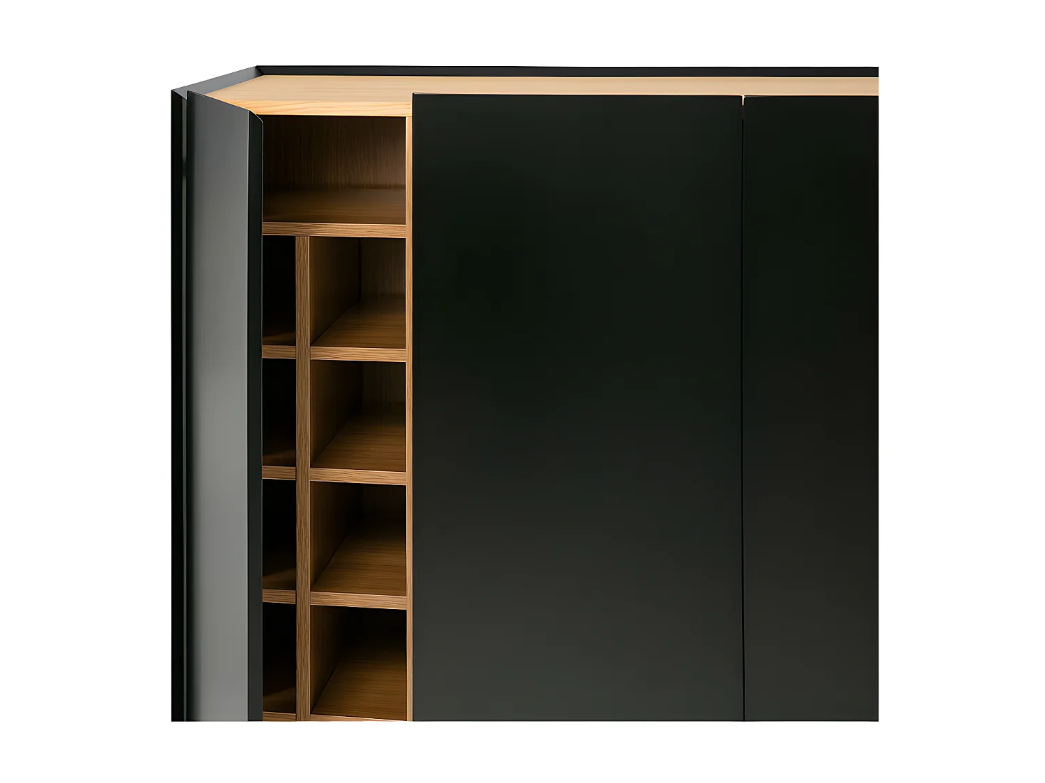 Meuble bar 3 portes Noir/Chêne - TEULAT ARISTA