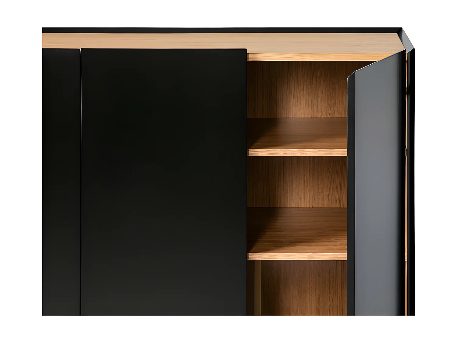 Meuble bar 3 portes Noir/Chêne - TEULAT ARISTA