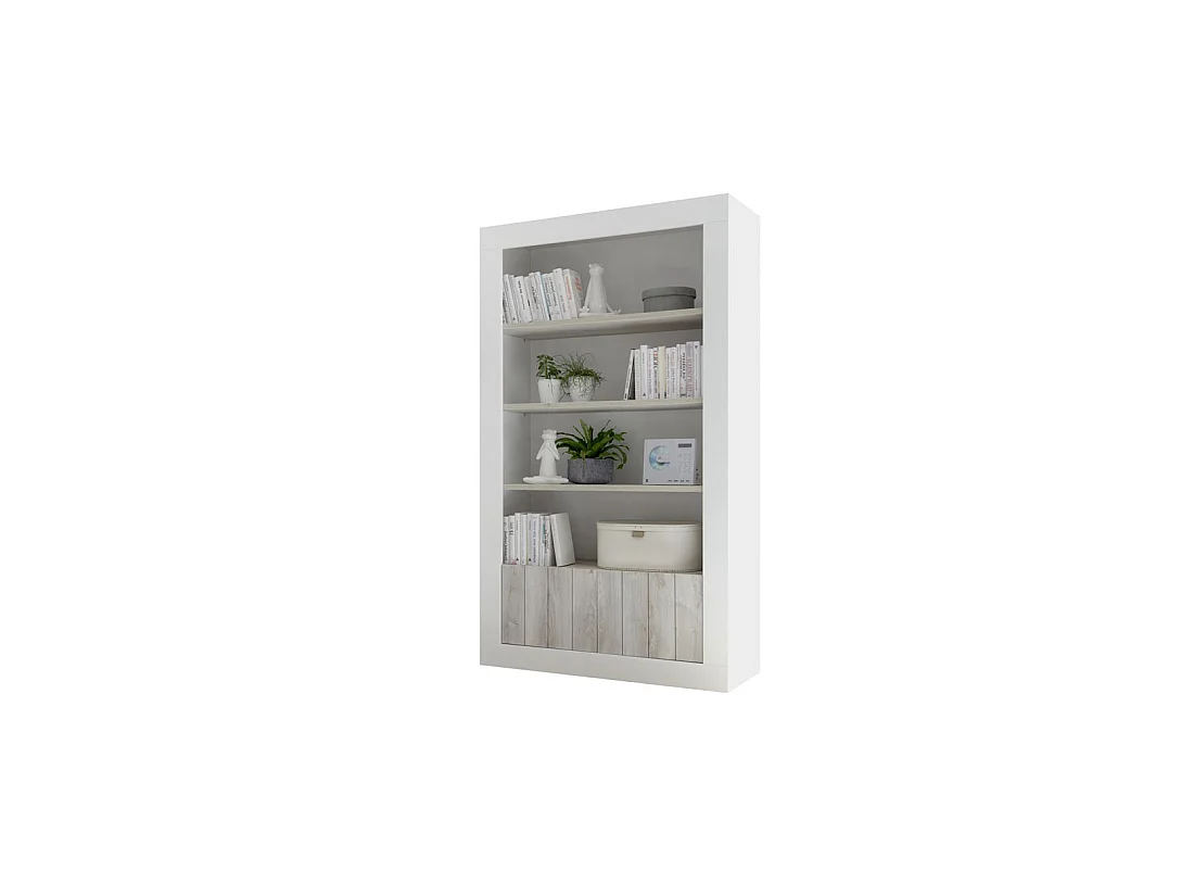 Bibliothèque 4 étagères Blanc/Pin blanc - LUBIO