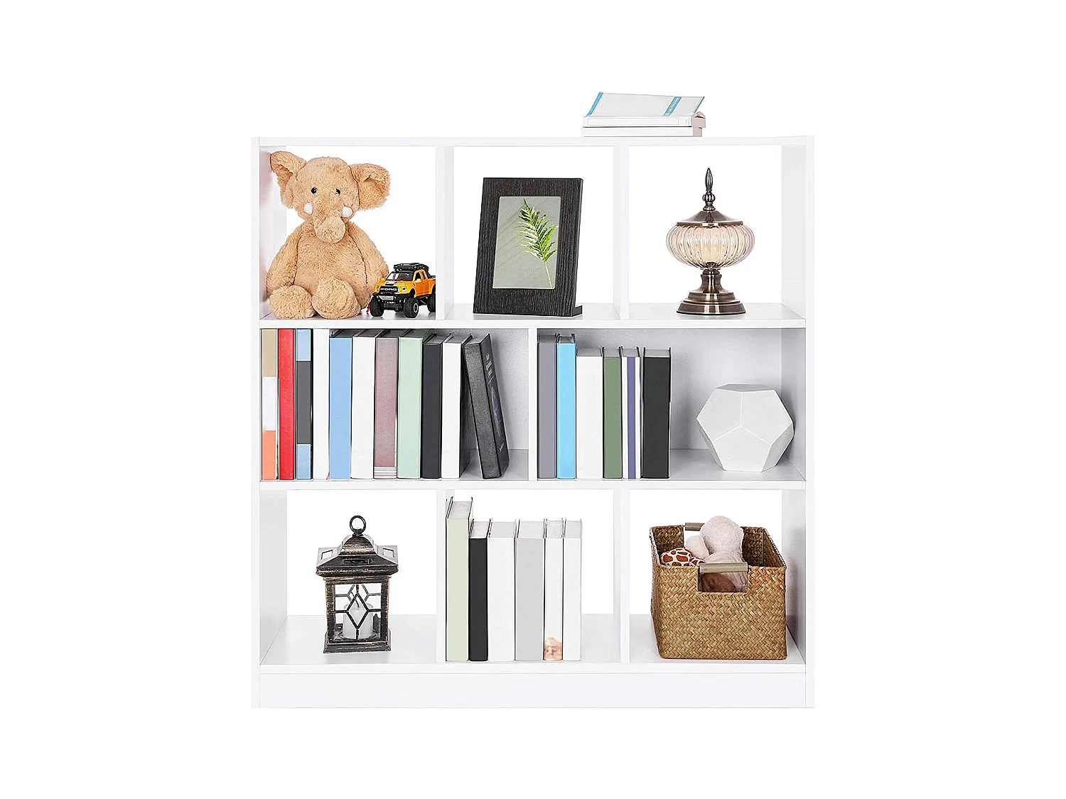 Bibliothèque blanche avec 8 cases de rangement ouvertes - L97,5 x H100 cm