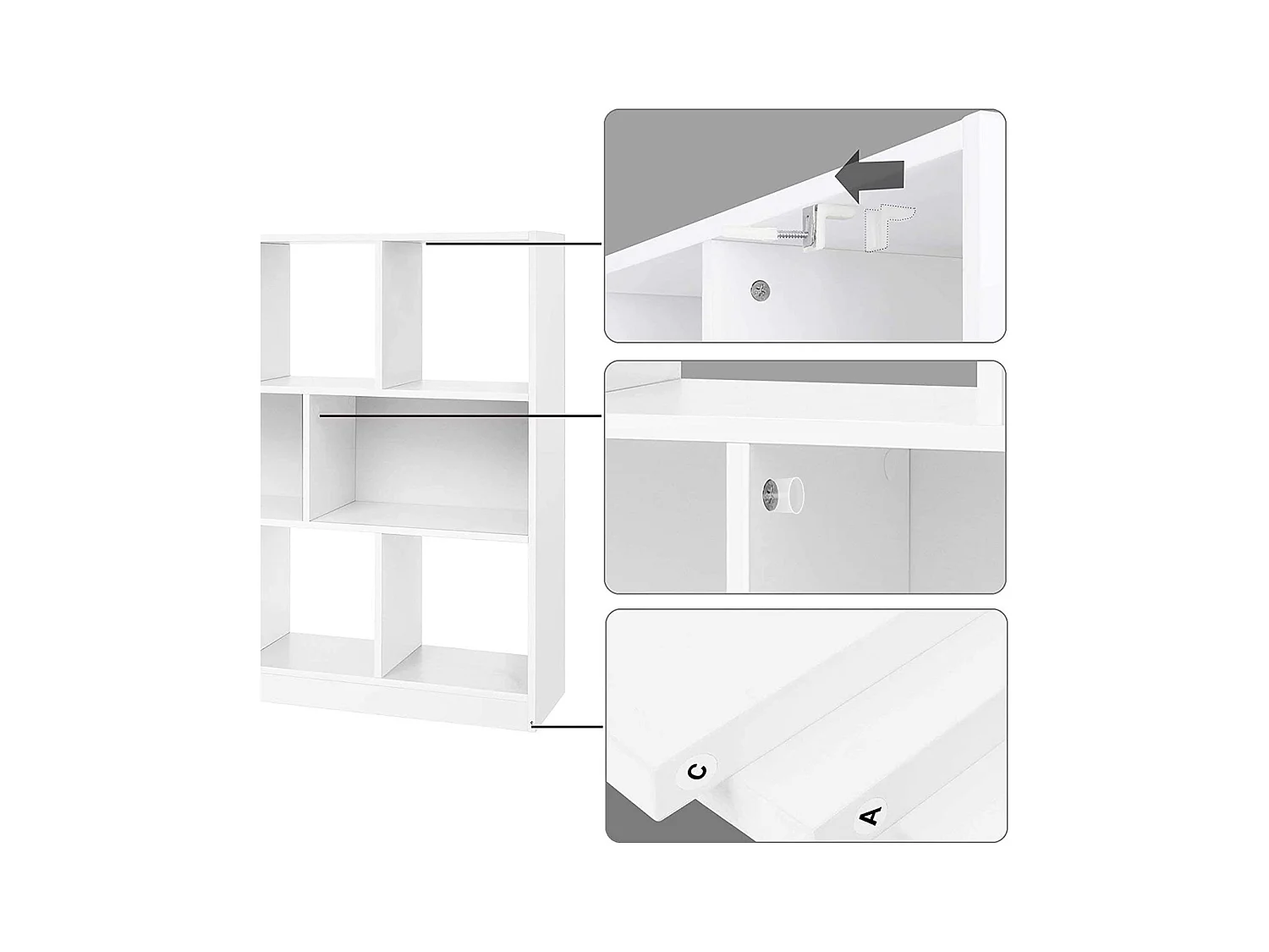 Bibliothèque blanche avec 8 cases de rangement ouvertes - L97,5 x H100 cm