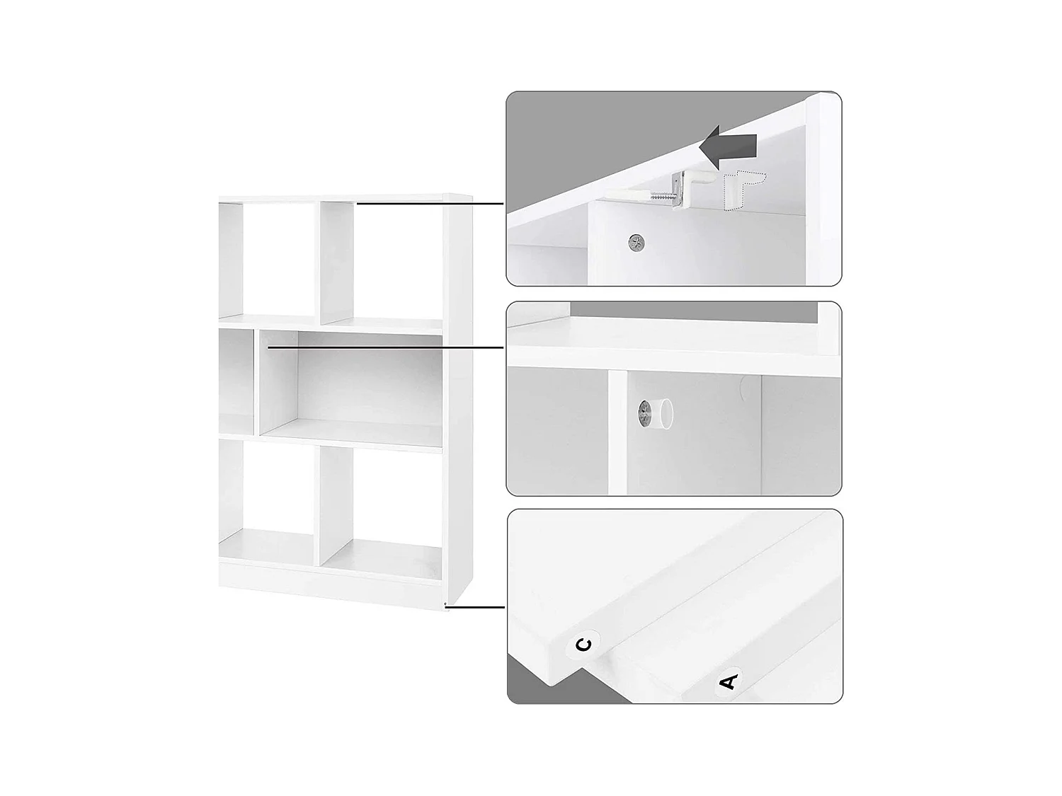 Bibliothèque blanche avec 8 cases de rangement ouvertes - L97,5 x H100 cm