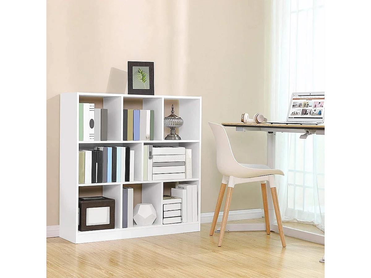 Weißes Bücherregal mit 8 offenen Ablagefächern - L97,5 x H100 cm