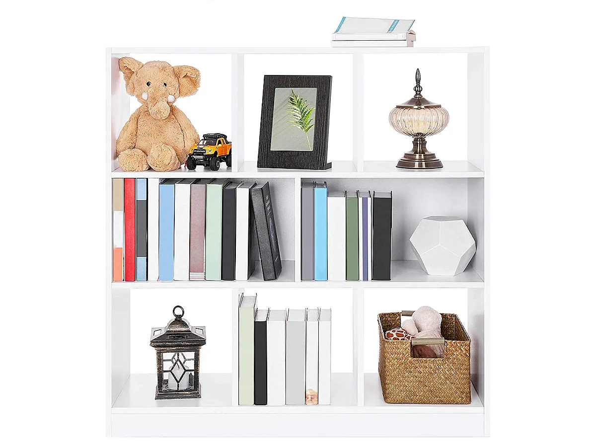 Weißes Bücherregal mit 8 offenen Ablagefächern - L97,5 x H100 cm
