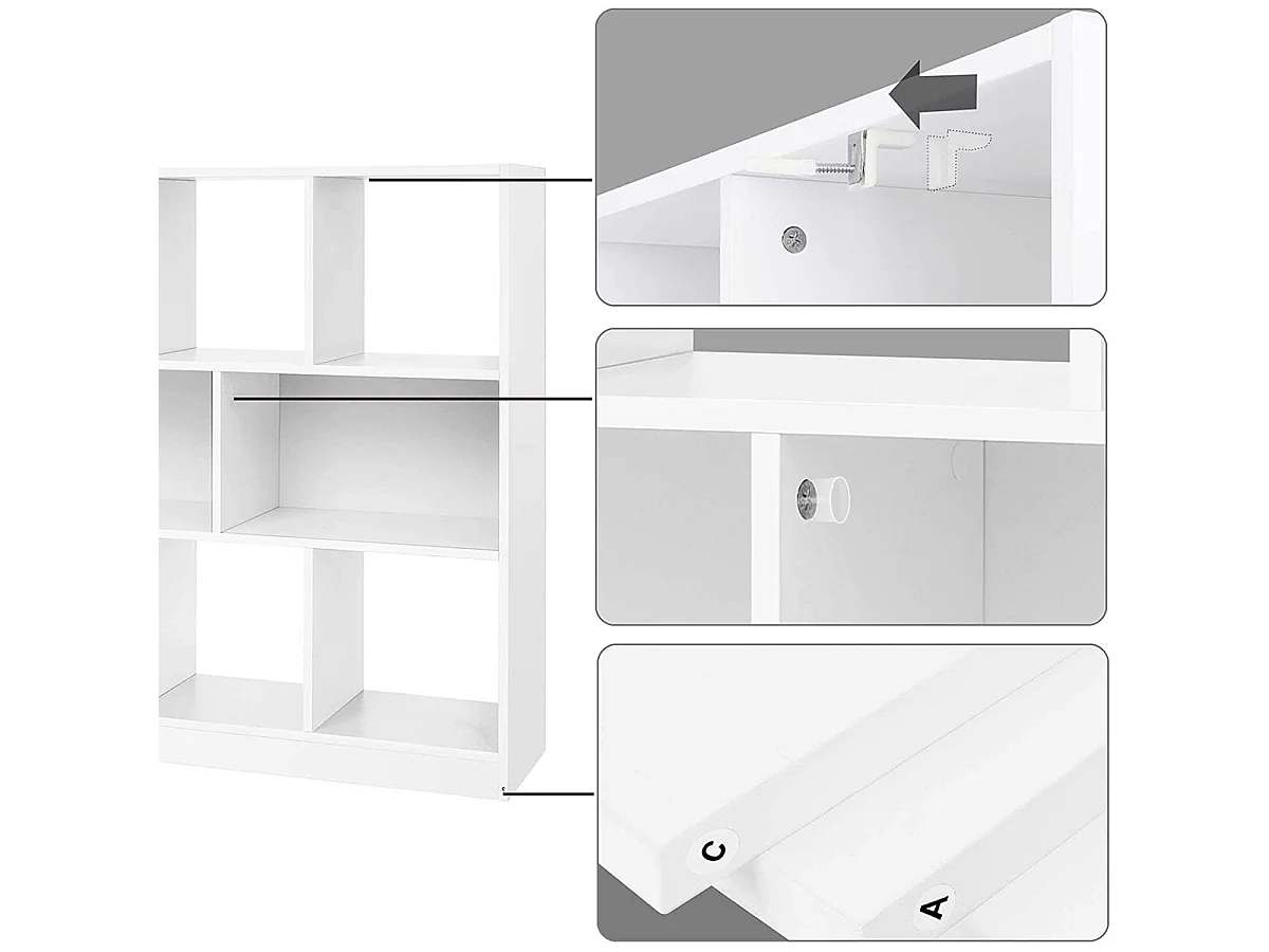 Weißes Bücherregal mit 8 offenen Ablagefächern - L97,5 x H100 cm
