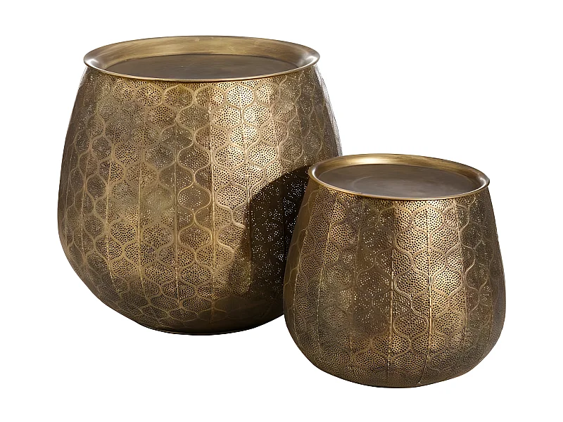 Duo de tables d'appoint ronde doré Métal - ZOSTA