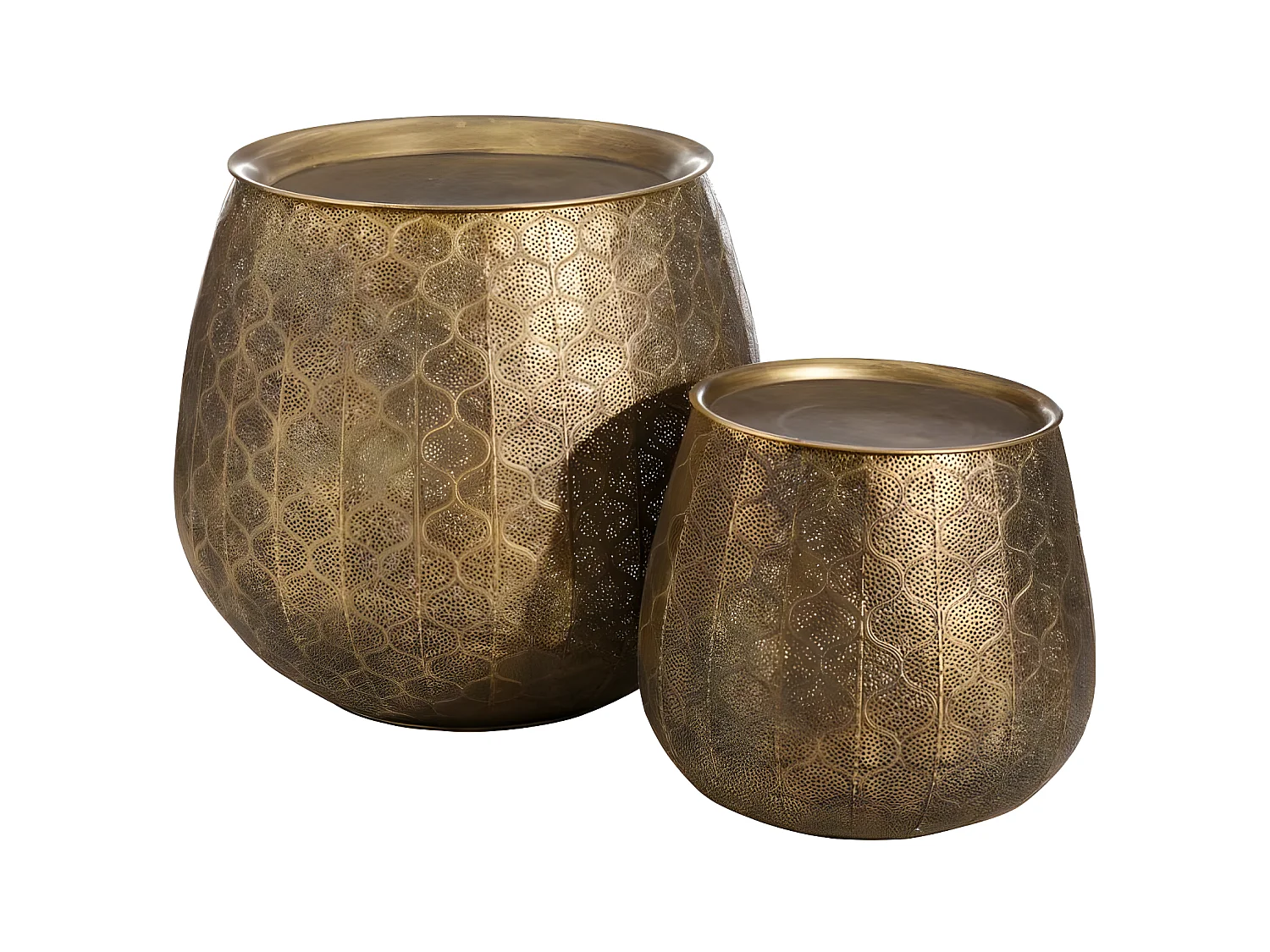 Duo de tables d'appoint ronde doré Métal - ZOSTA