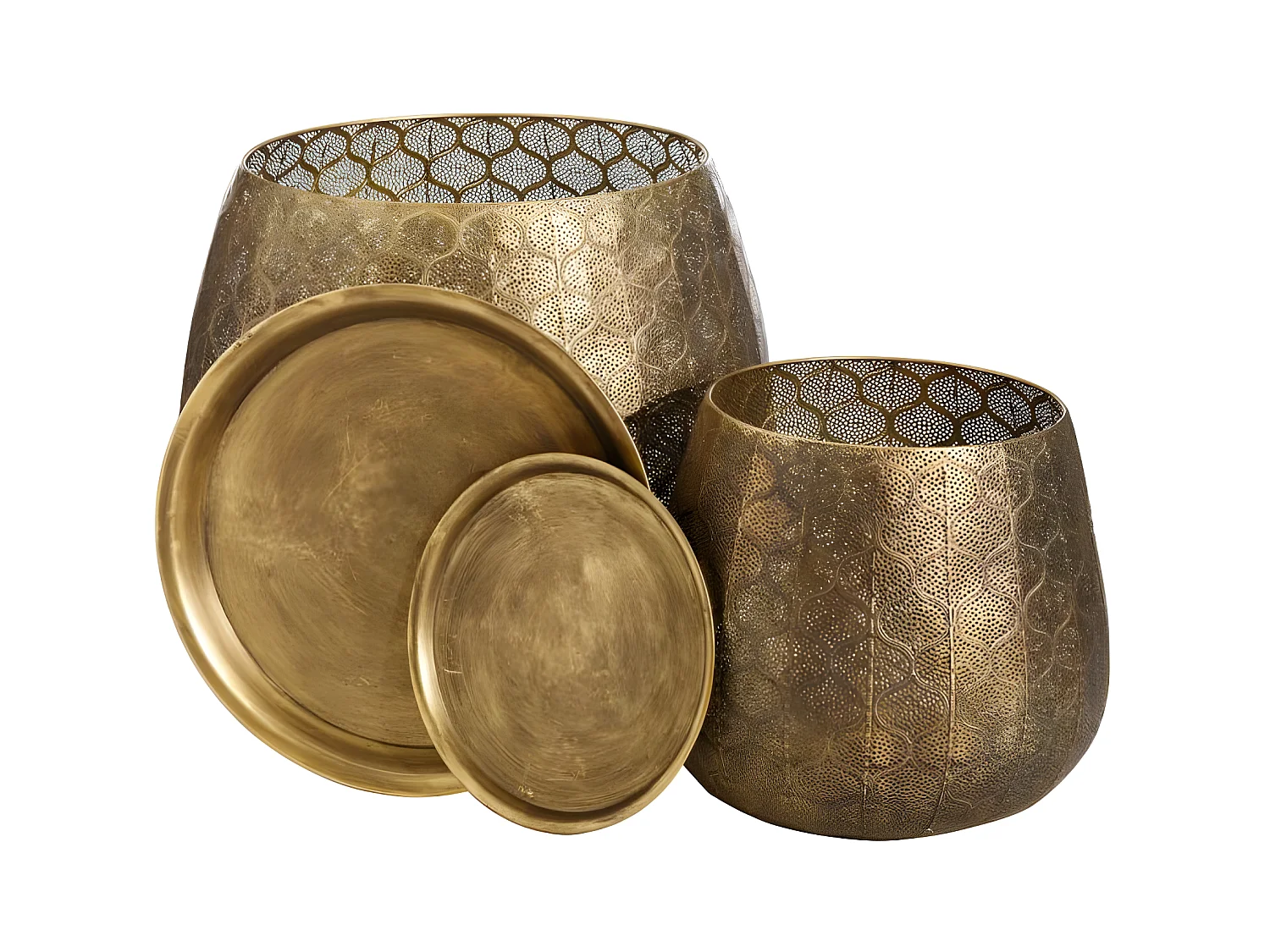 Duo de tables d'appoint ronde doré Métal - ZOSTA