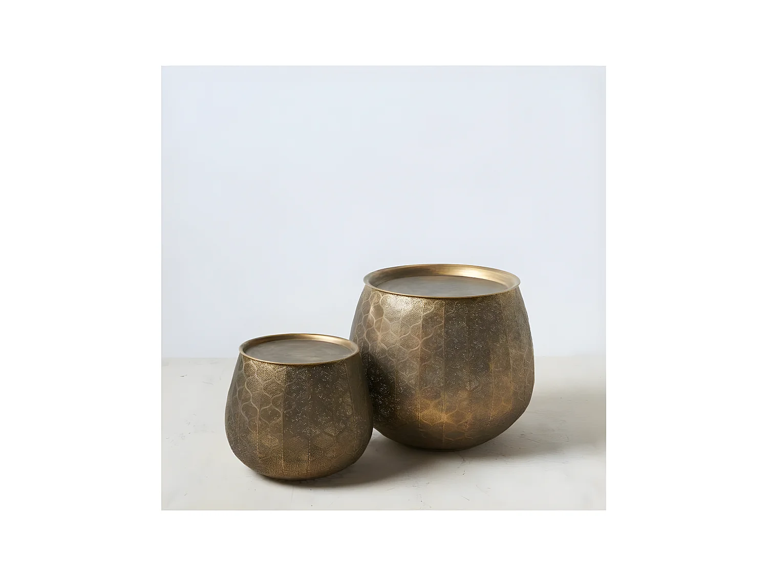 Duo de tables d'appoint ronde doré Métal - ZOSTA