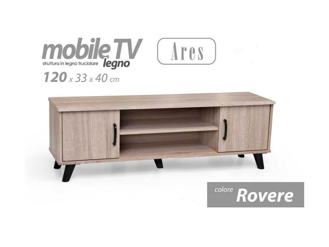 trade shop - ares tv schrank holz eiche modern 120x33x40cm mit 2 einlegeböden türen 796500 -