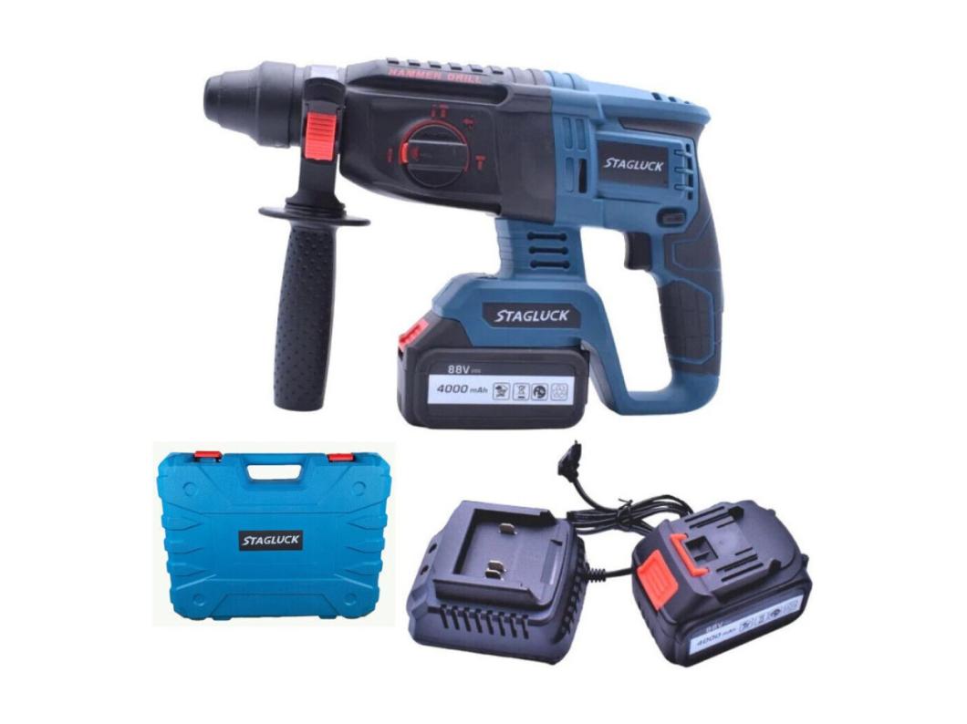 TRAPANO SCALPELLATORE DOPPIA BATTERIA MARTELLO DEMOLITORE SDS PLUS 4AH 88V