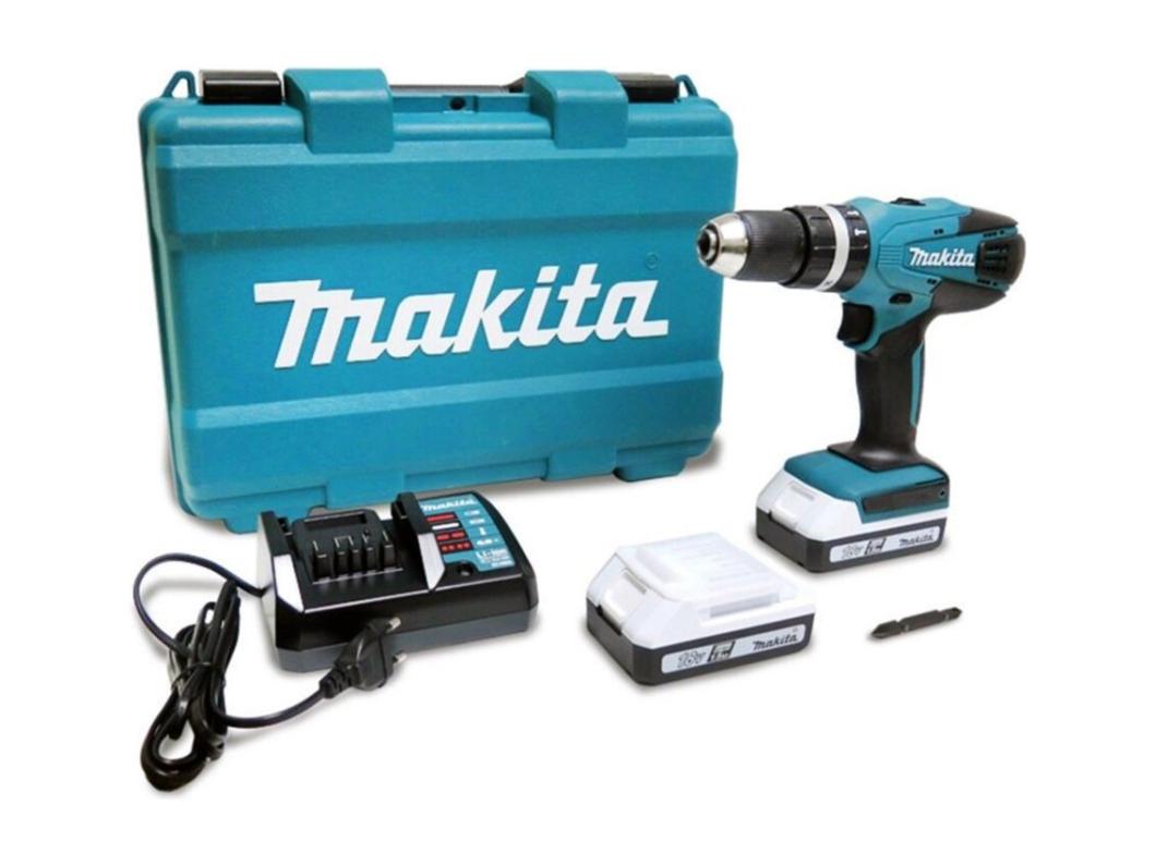 trade shop - makita hp457dwe akku-schlagbohrmaschine mit 18v lithium akku 1,5ah -