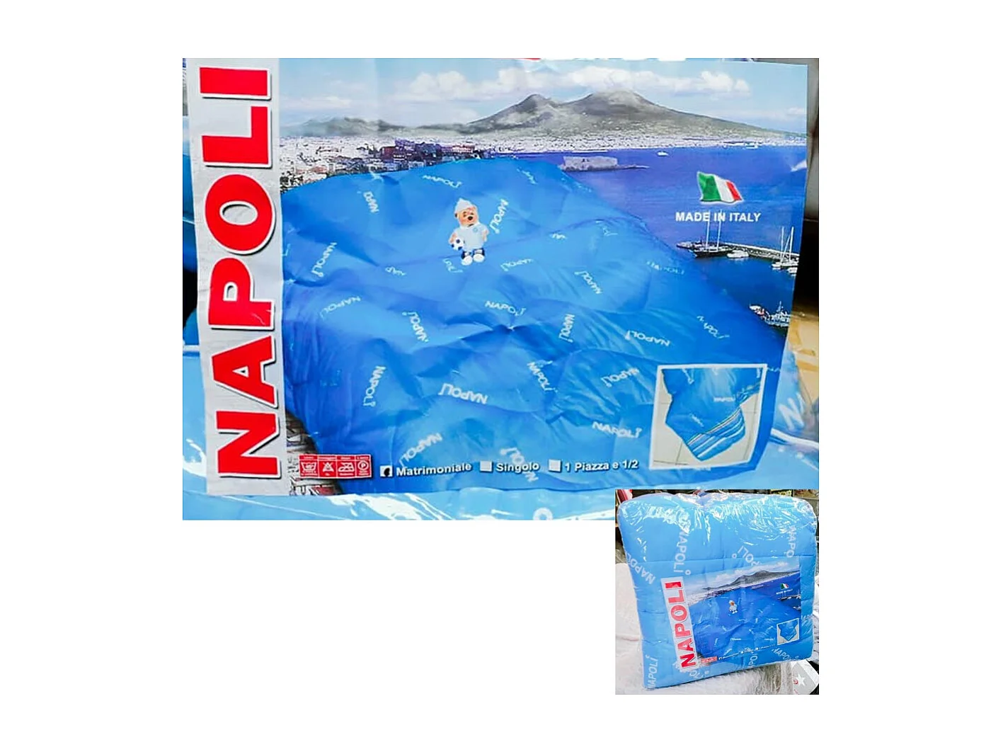 Trapunta Piumone Per Letto Singolo Invernale Trama Del Napoli Colore Azzurro