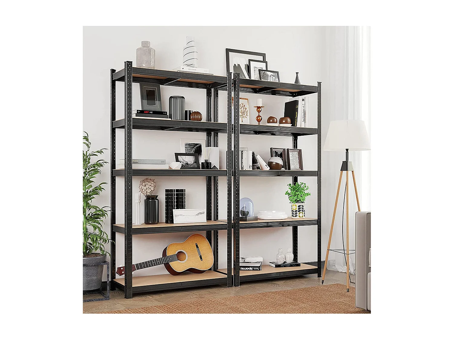 Regal im Industrial-Stil mit 5 Ebenen, umwandelbar in einen Schreibtisch - L90 x H180 cm