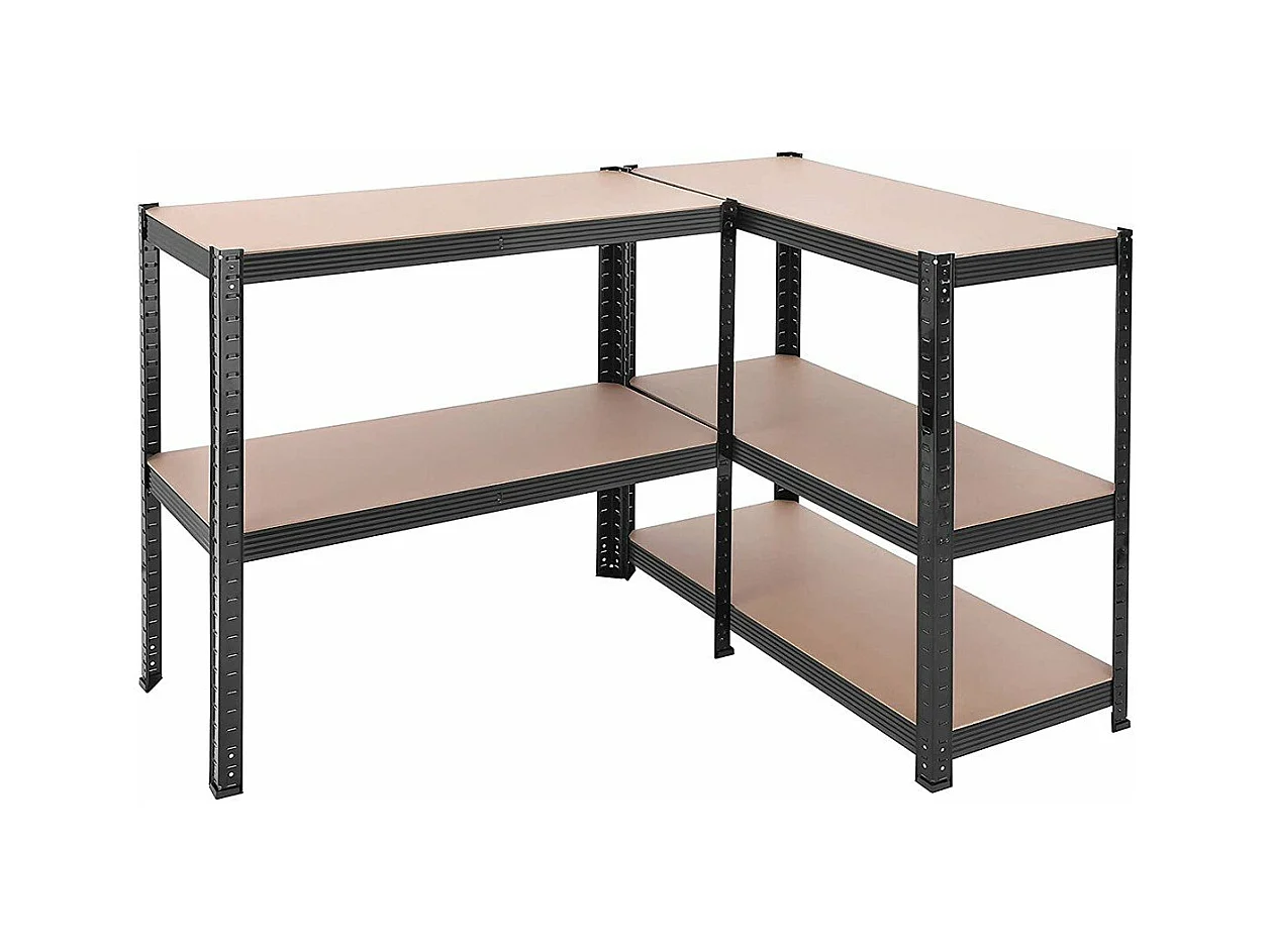 Regal im Industrial-Stil mit 5 Ebenen, umwandelbar in einen Schreibtisch - L90 x H180 cm