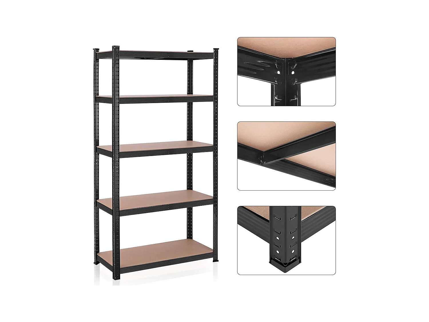 Regal im Industrial-Stil mit 5 Ebenen, umwandelbar in einen Schreibtisch - L90 x H180 cm