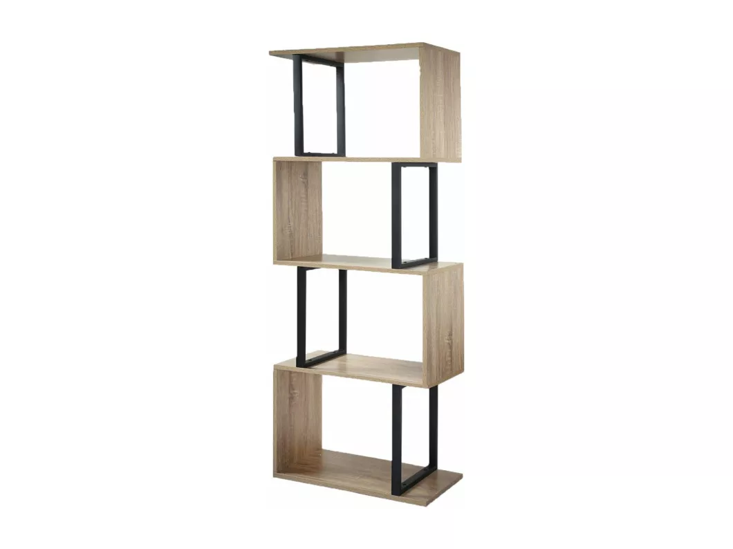 Kauf Unique Bücherregal mit 4 Ebenen, Holzdekor und Metallständern - H148cm