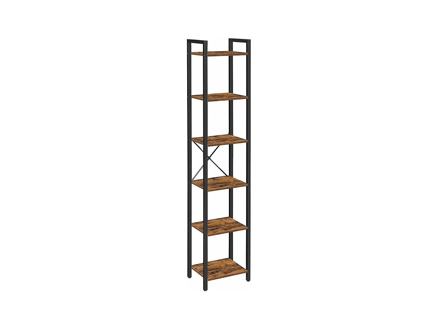 Rek 6 niveaus industrieel metaal en hout - L40 x H187.5 cm