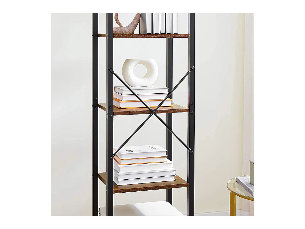 Estantería industrial de metal y madera de 6 niveles - L40 x H187.5 cm