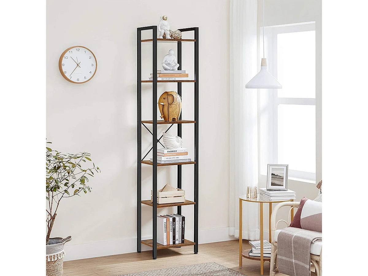 Étagère 6 niveaux industrielle métal et bois - L40 x H187.5 cm