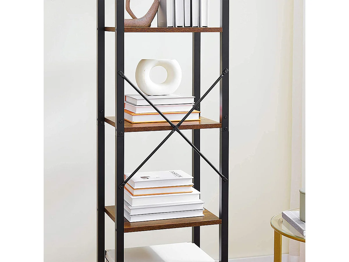 Étagère 6 niveaux industrielle métal et bois - L40 x H187.5 cm